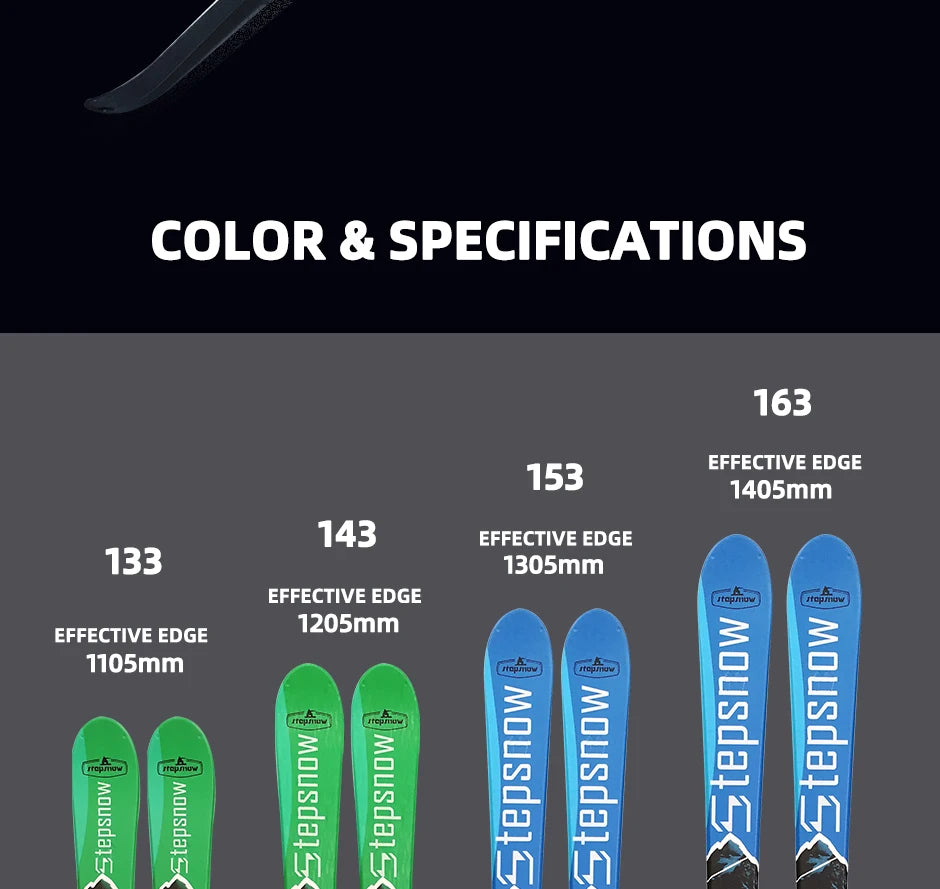 Skis Intermediate to Pro, 110cm to 140cm Length