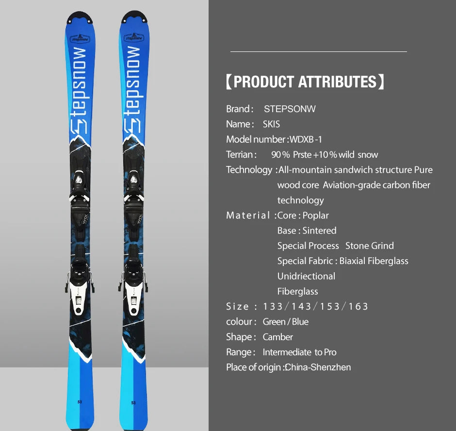 Skis Intermediate to Pro, 110cm to 140cm Length