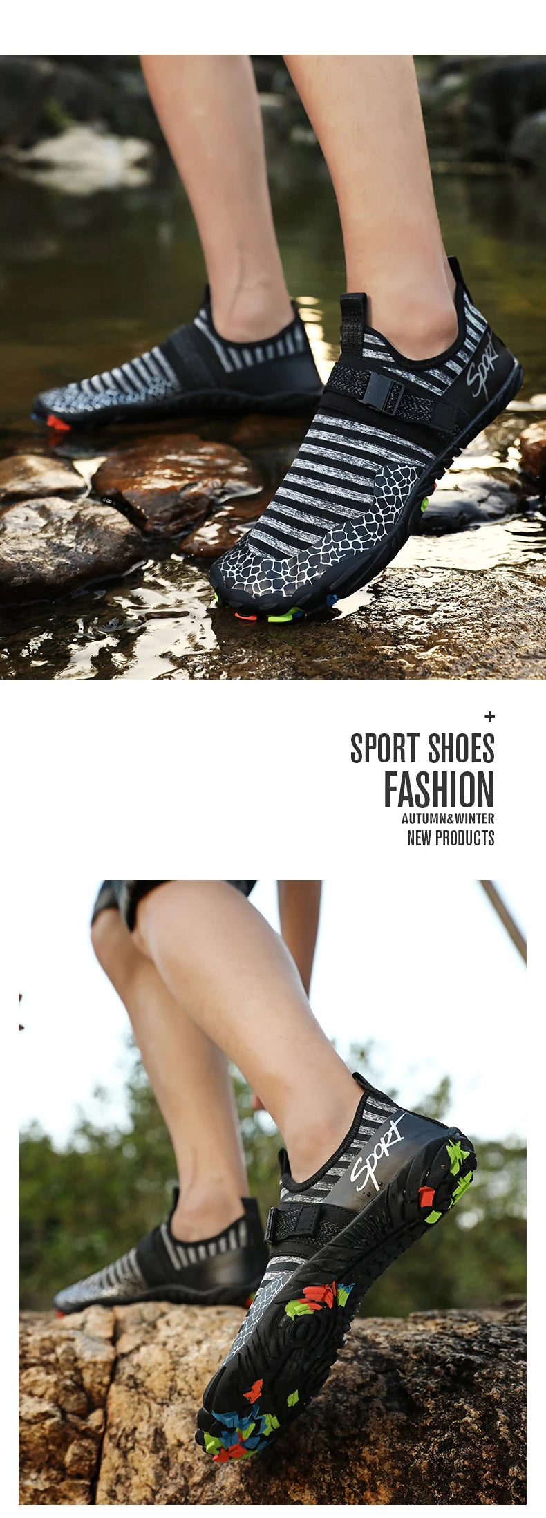 Non-slip, quick-drying shoes for water activities