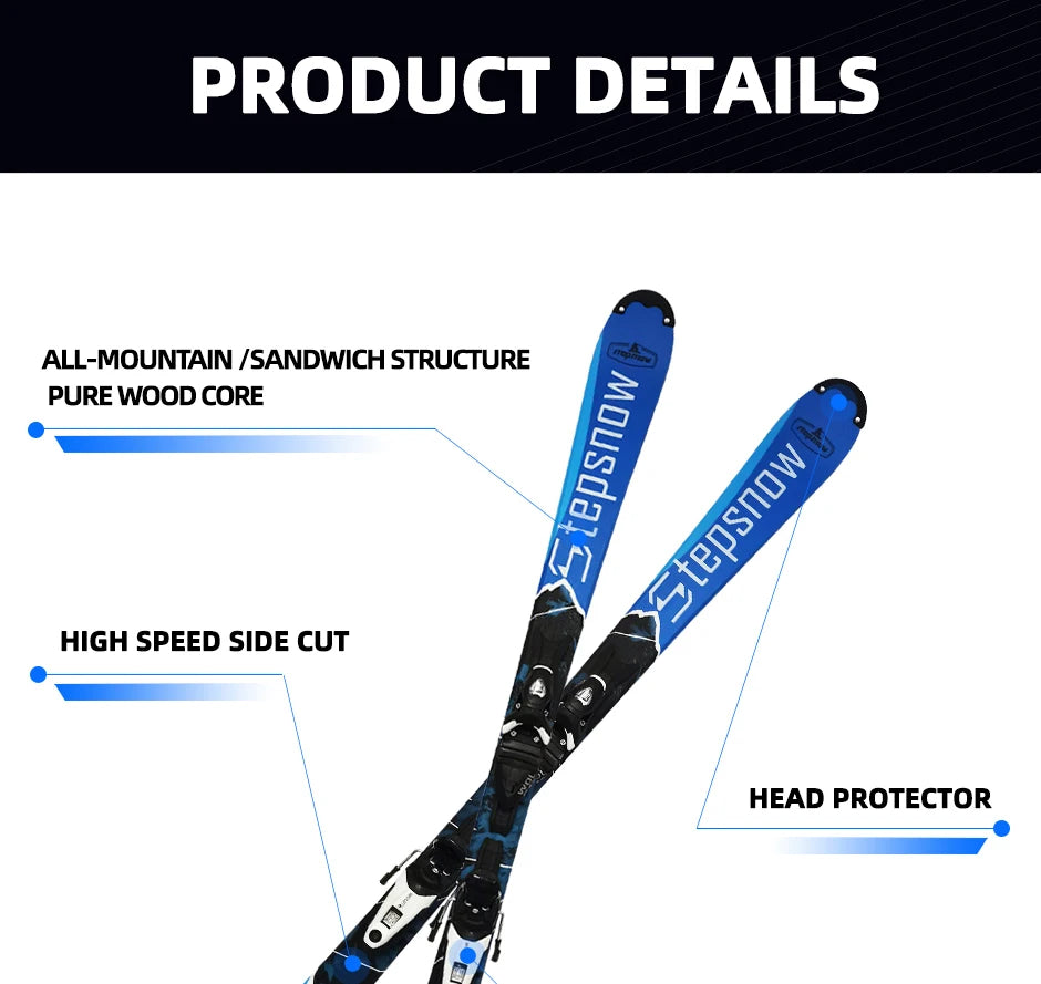 Skis Intermediate to Pro, 110cm to 140cm Length