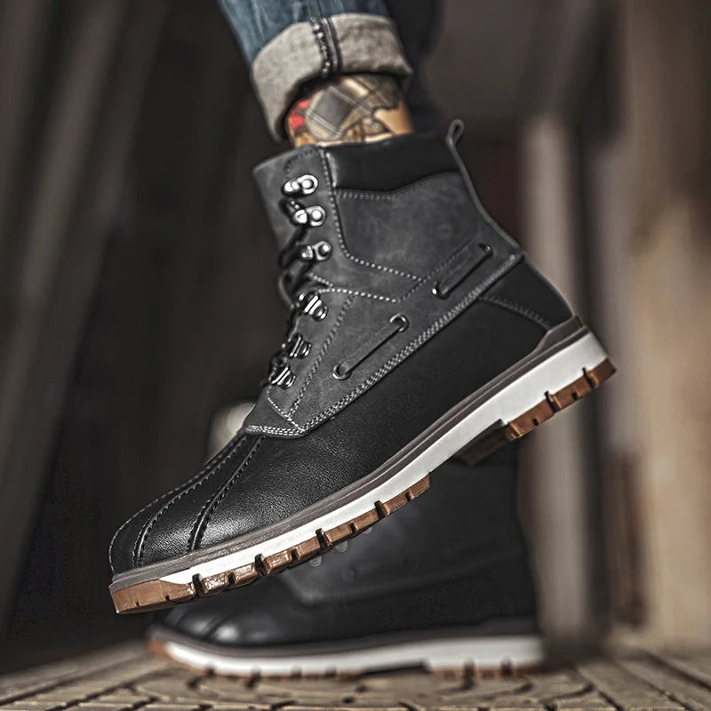 Men's Leather Mid-Calf Snow Boots