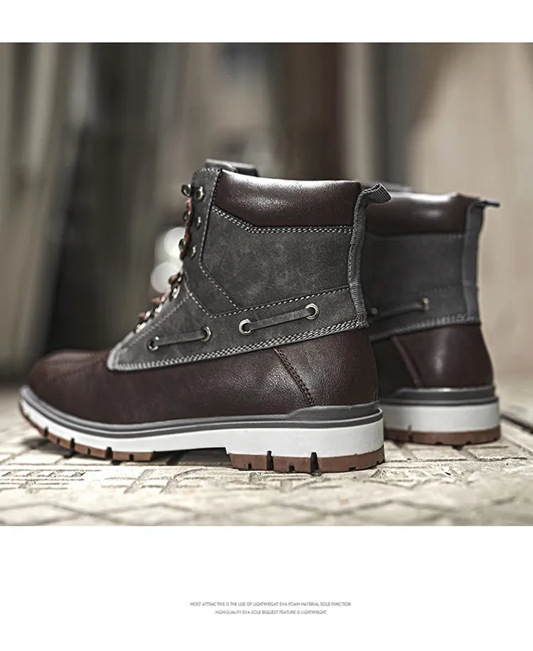 Men's Leather Mid-Calf Snow Boots