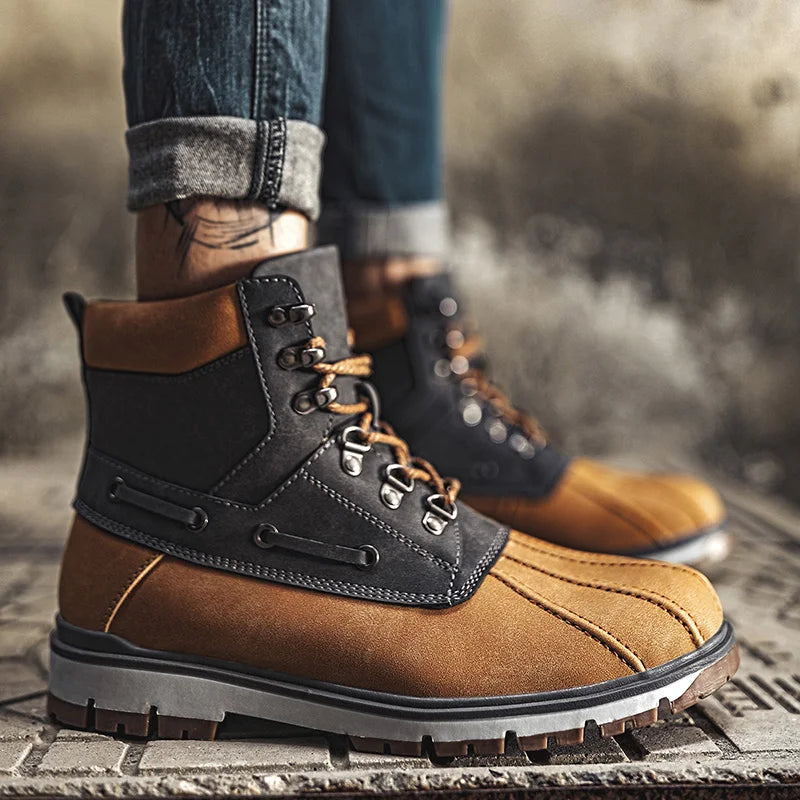 Men's Leather Mid-Calf Snow Boots