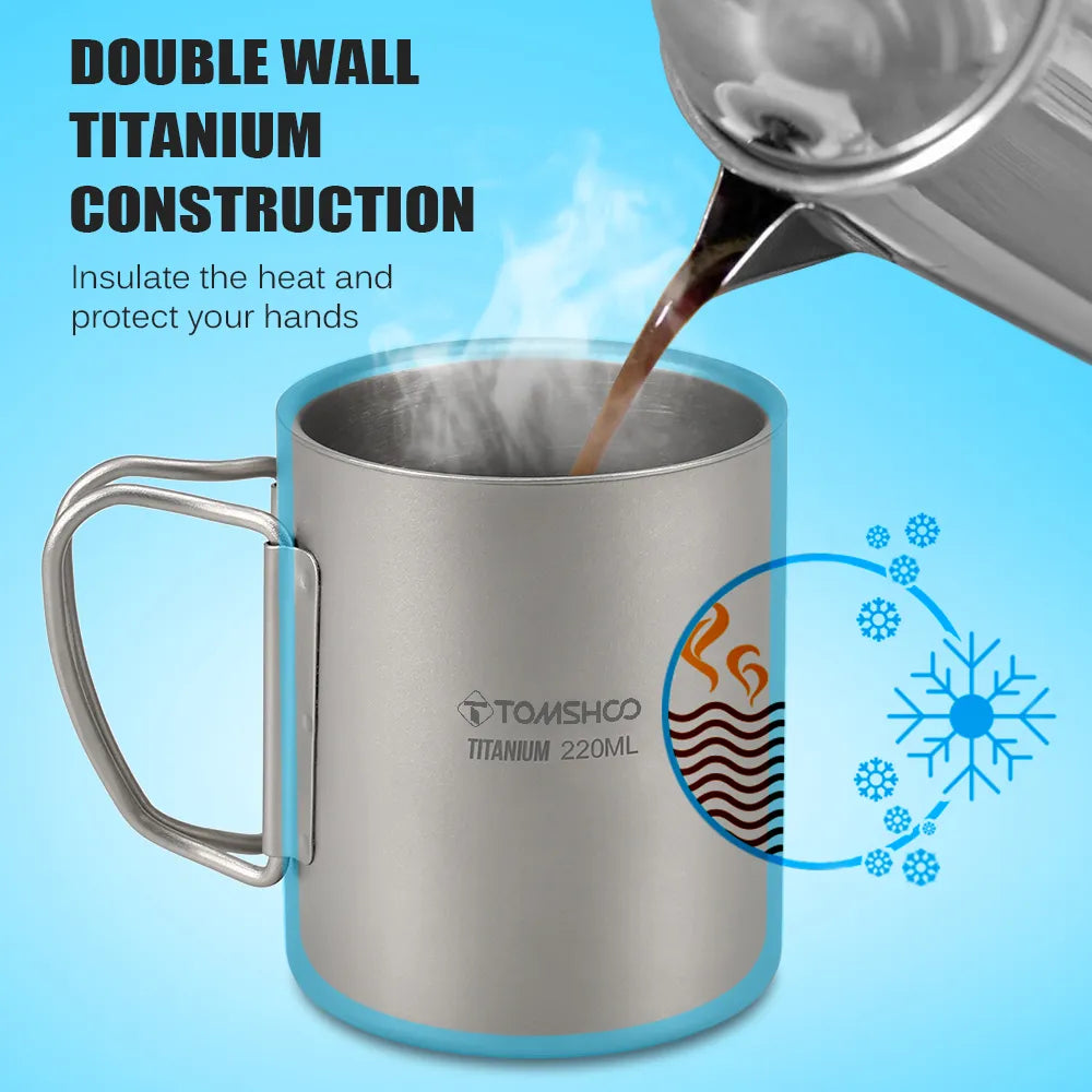 220/350/450/600ml Double Wall Titanium Water Coffee Cup