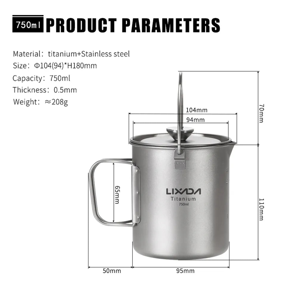 220/350/450/600ml Double Wall Titanium Water Coffee Cup