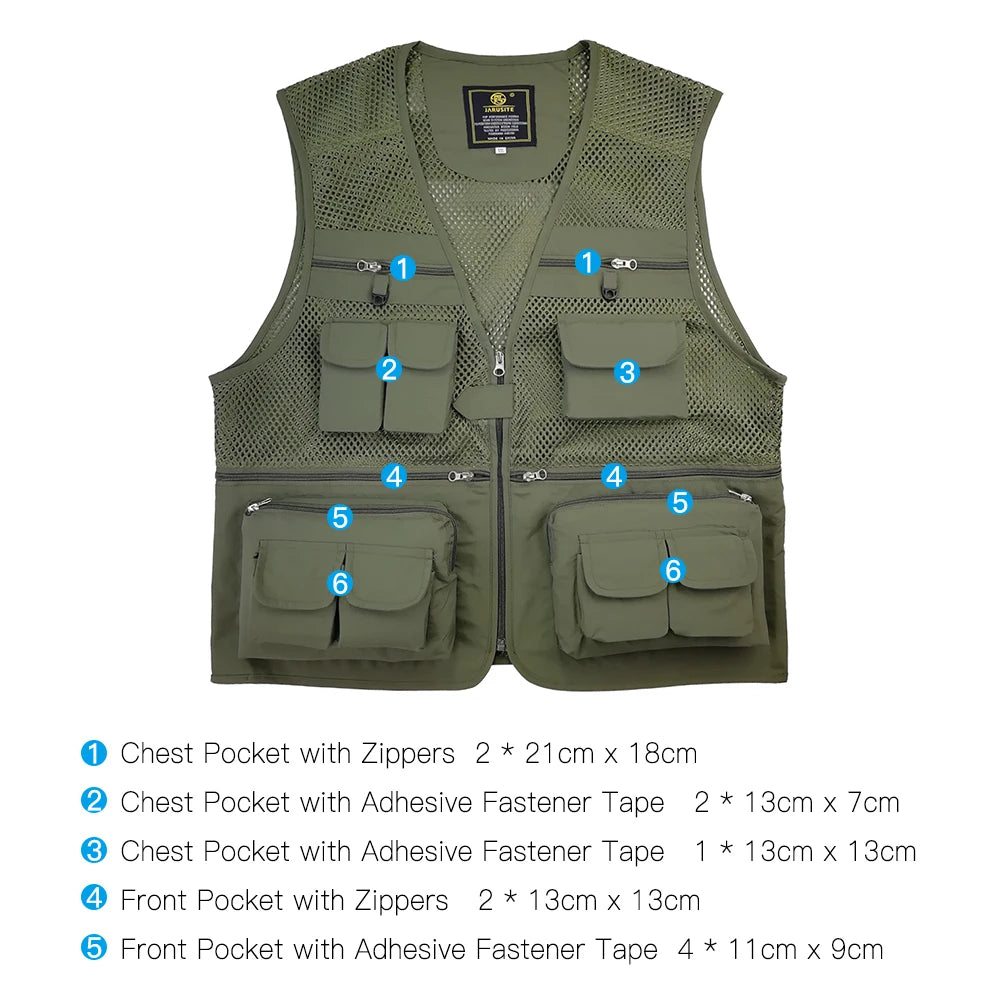 Fishing Breathable Mesh Vest with Zipper Pockets