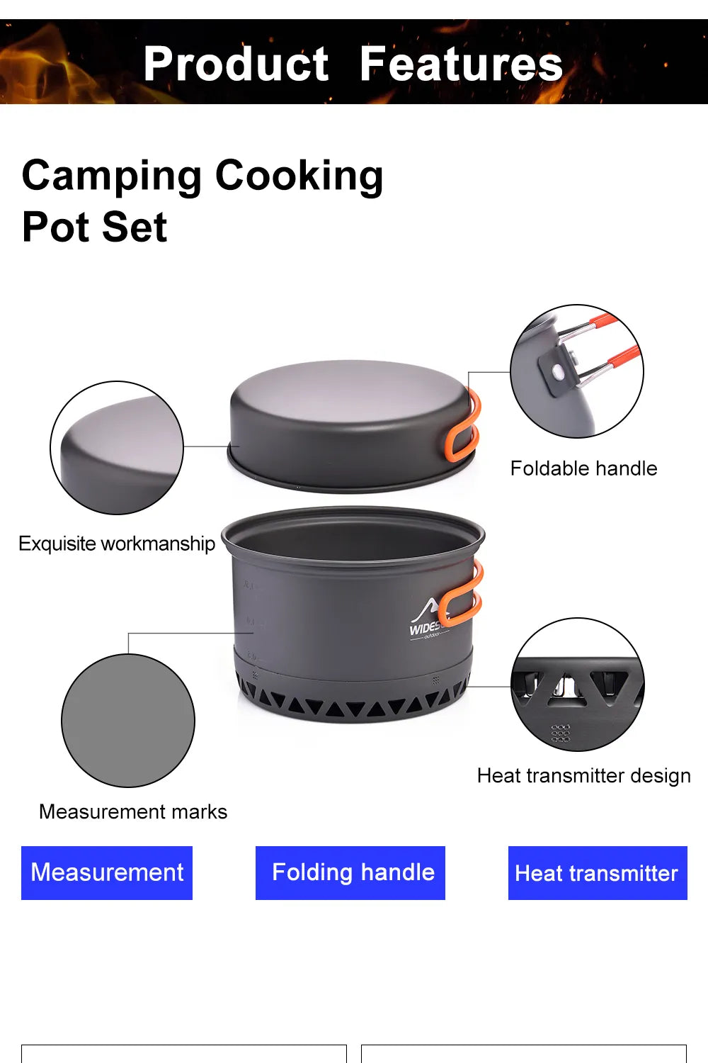 Widesea Camping 1.3L 2.3L Cookware