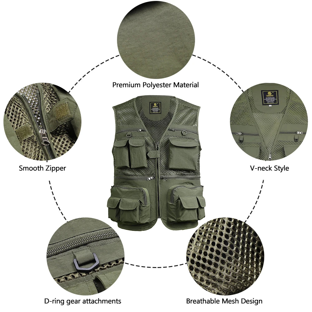 Fishing Breathable Mesh Vest with Zipper Pockets