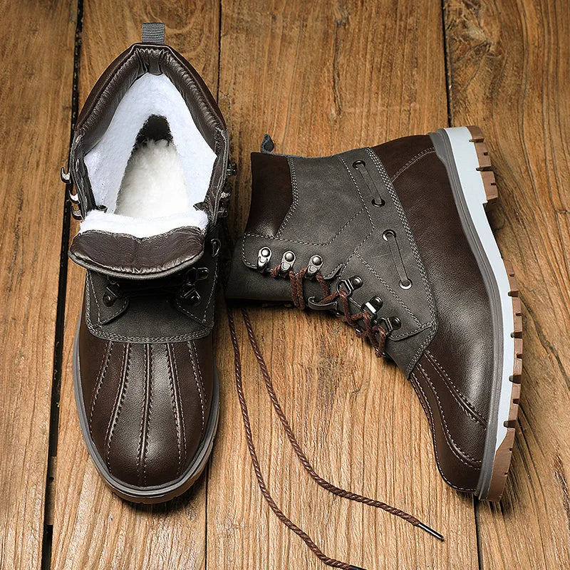 Men's Leather Mid-Calf Snow Boots