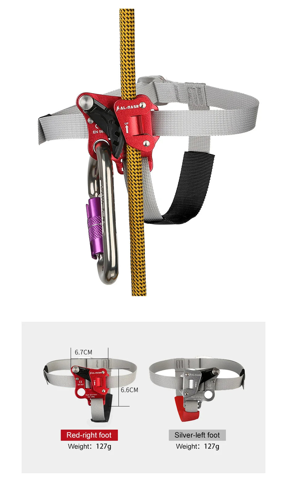 Rock Climbing Foot Harness With Pedal Belt Grasp for Rope Gear