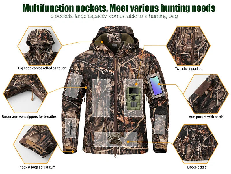 Soft Shell Camouflage  Waterproof Fleece Jacket