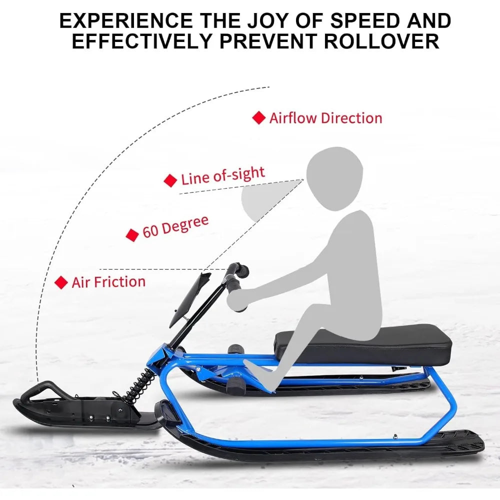 Snow Racer Sled with Steering Wheel and Twin Brakes