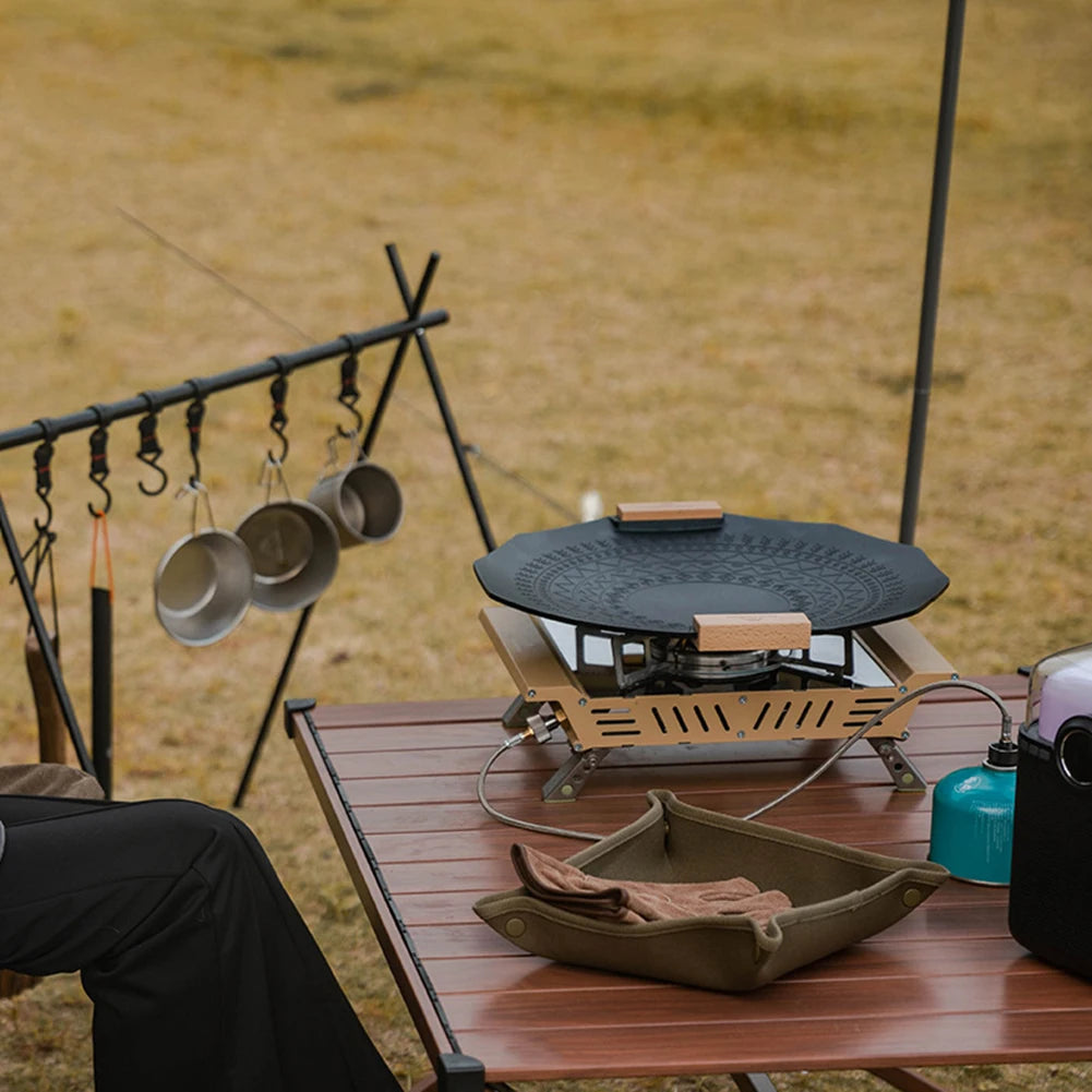 Portable Outdoor BBQ Grill Pan with Anti Scald Handle